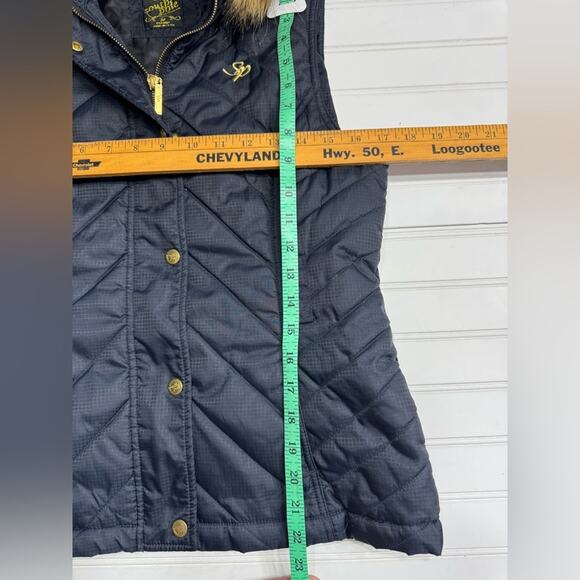 Southpole Y2K Faux Fur Black Gold Puffer Vest Zip Button Up Size Medium - Picture 5 of 6